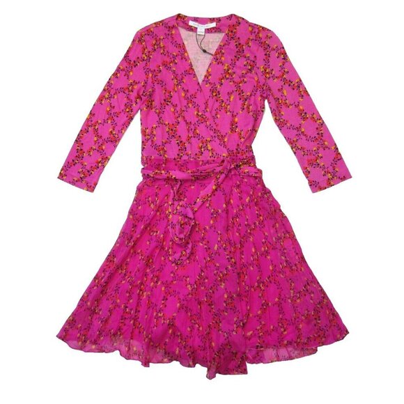 NWT Diane von Furstenberg DVF Irina in Shalamar Trellis Pink Silk Wrap Dress 4